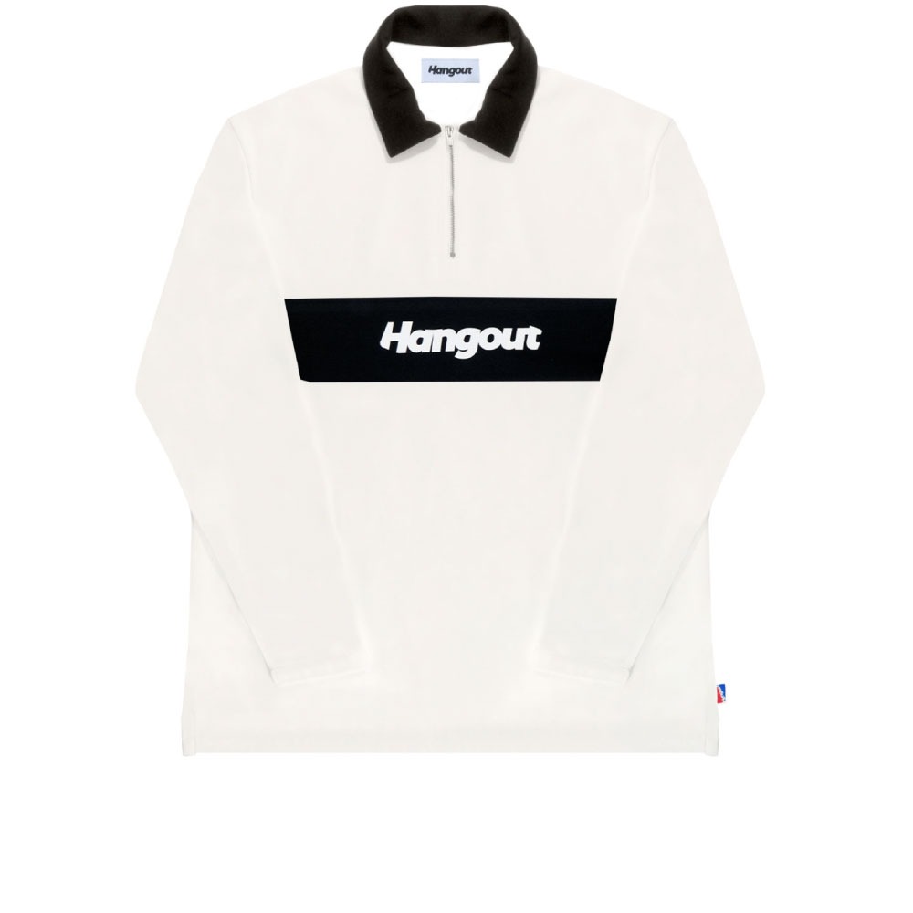 Long sleeve Polo Shirt Black Collar (Off White)