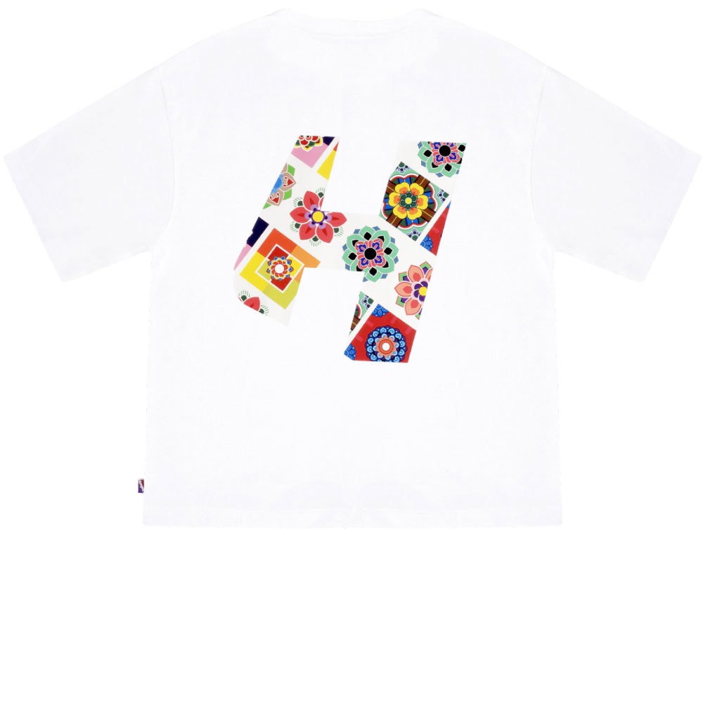 Traditional Pattern H Wide T-Shirt (White)